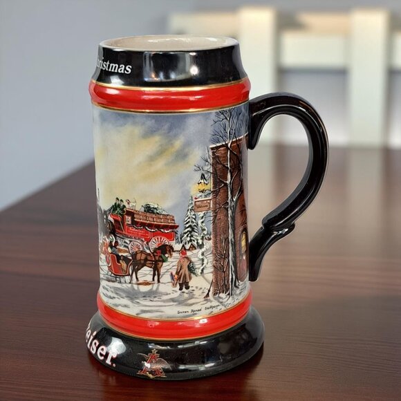 Vintage 1992 Budweiser Holiday Christmas Commemorative Beer Stein - Picture 1 of 15